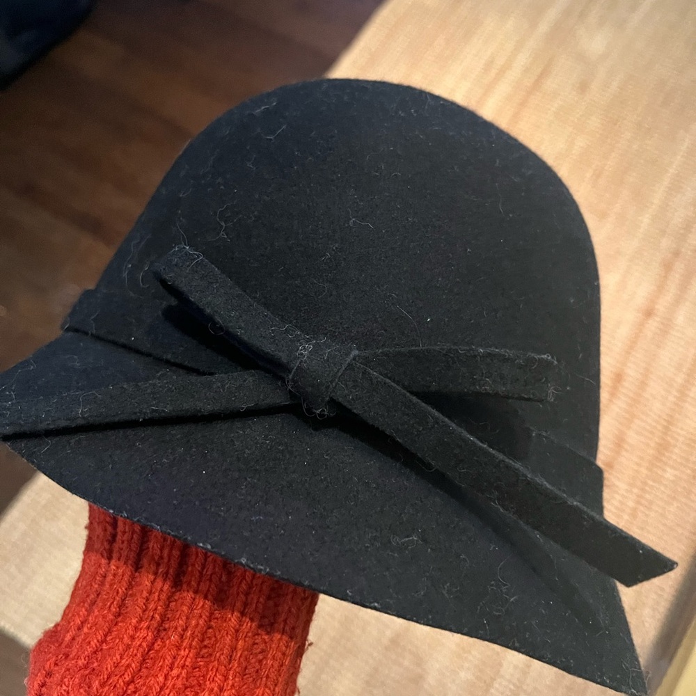 Black Cloche Hat with Bow